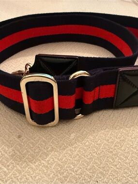 MZ Wallace Navy and Red Striped Webbing Bag Strap